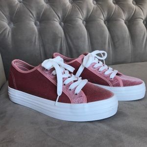 Pink velvet sneakers